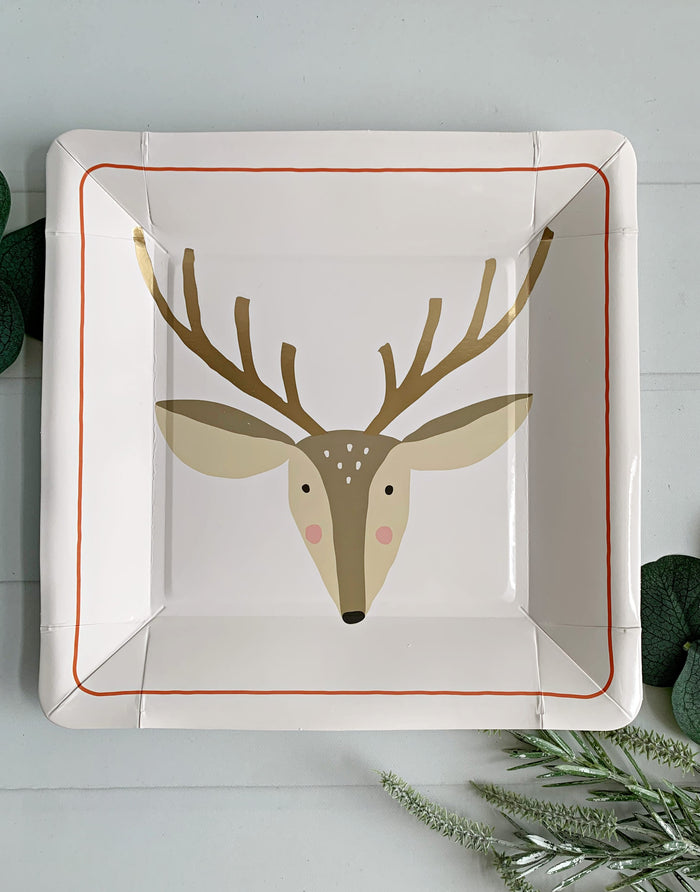 Reindeer Christmas Plates - Ralph Lauren Inspired Holiday Party Tableware | EnFete Party