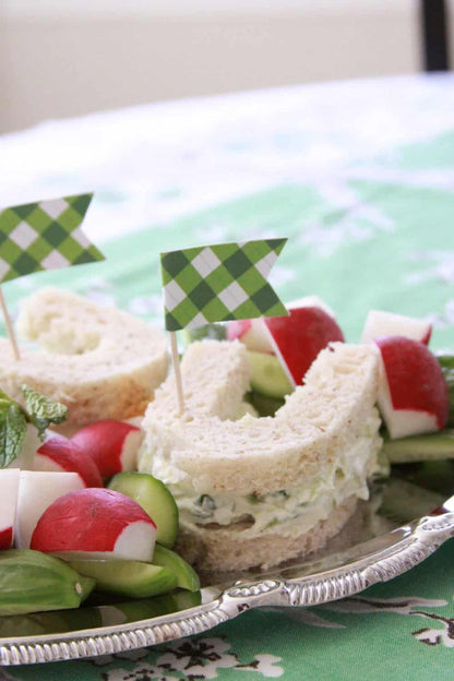 Derby Party - Green Gingham Cupcake Toppers