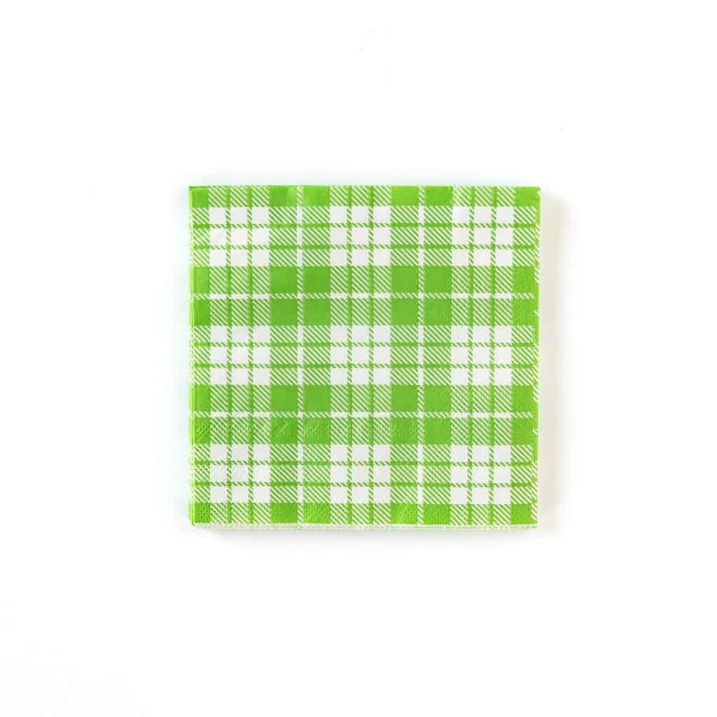 Derby Party Green Plaid napkin in a bright spring green