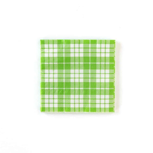 Derby Party Green Plaid napkin in a bright spring green