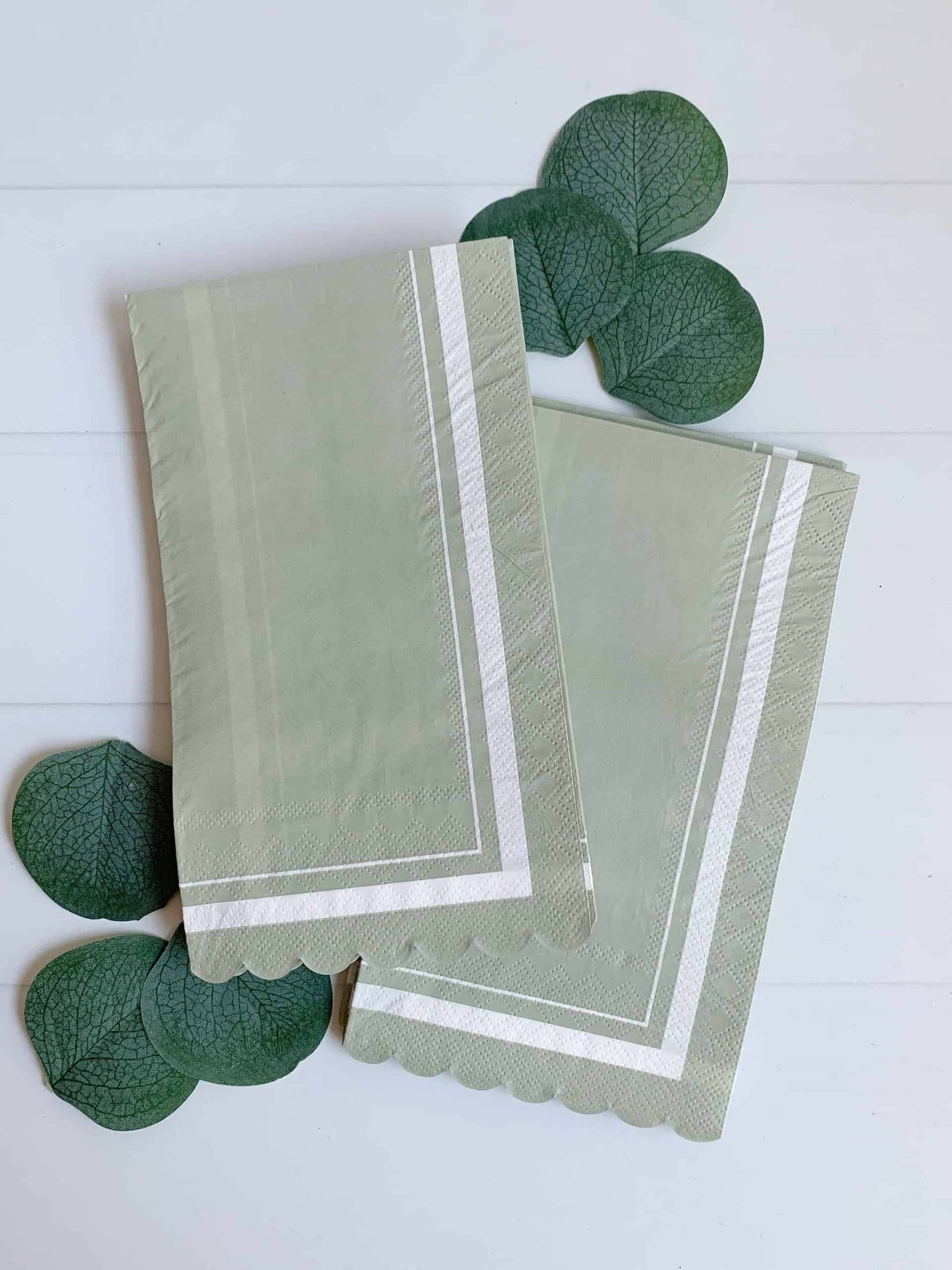 Sage Scalloped Edge Dinner Napkin