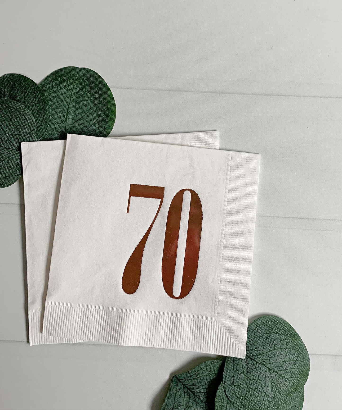 70th Birthday Cocktail Napkins - Rose Gold