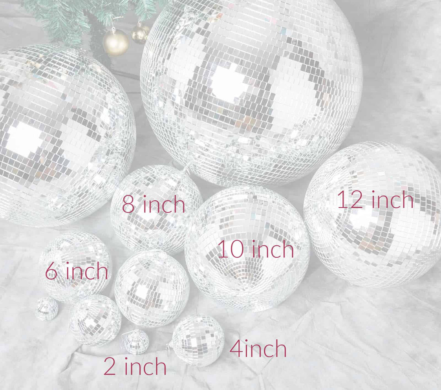 Mirrored Disco Balls for disco party or New Year's Eve party, also in ornament size