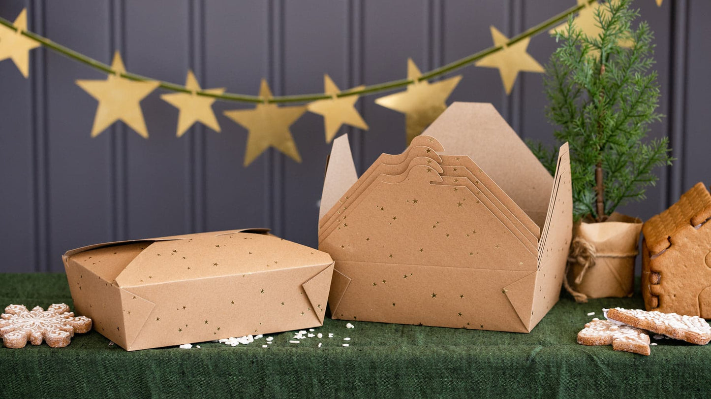 Stars on Kraft Take Home Boxes