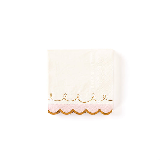 Blush & Gold Swirl Scalloped Napkins