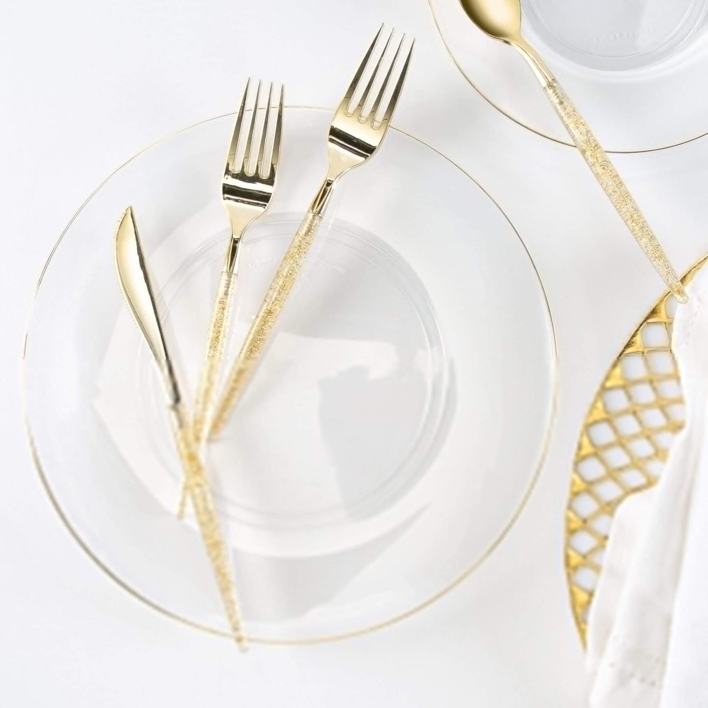 Round Clear with Gold Edge Dessert Plates