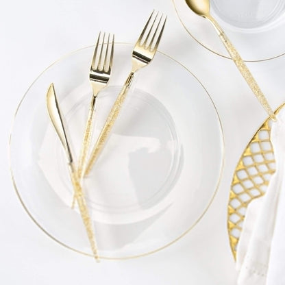 Round Clear with Gold Edge Dessert Plates