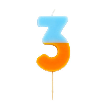 Number 3 Birthday Candle - Orange Third Birthday Cake Topper