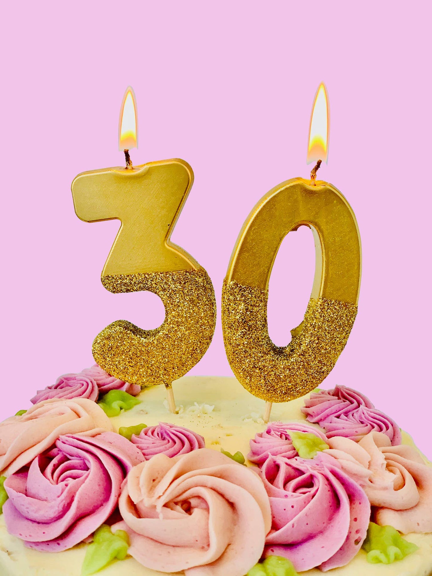 Gold Glitter Number 3 Birthday Candle - 3rd Birthday Cake Topper