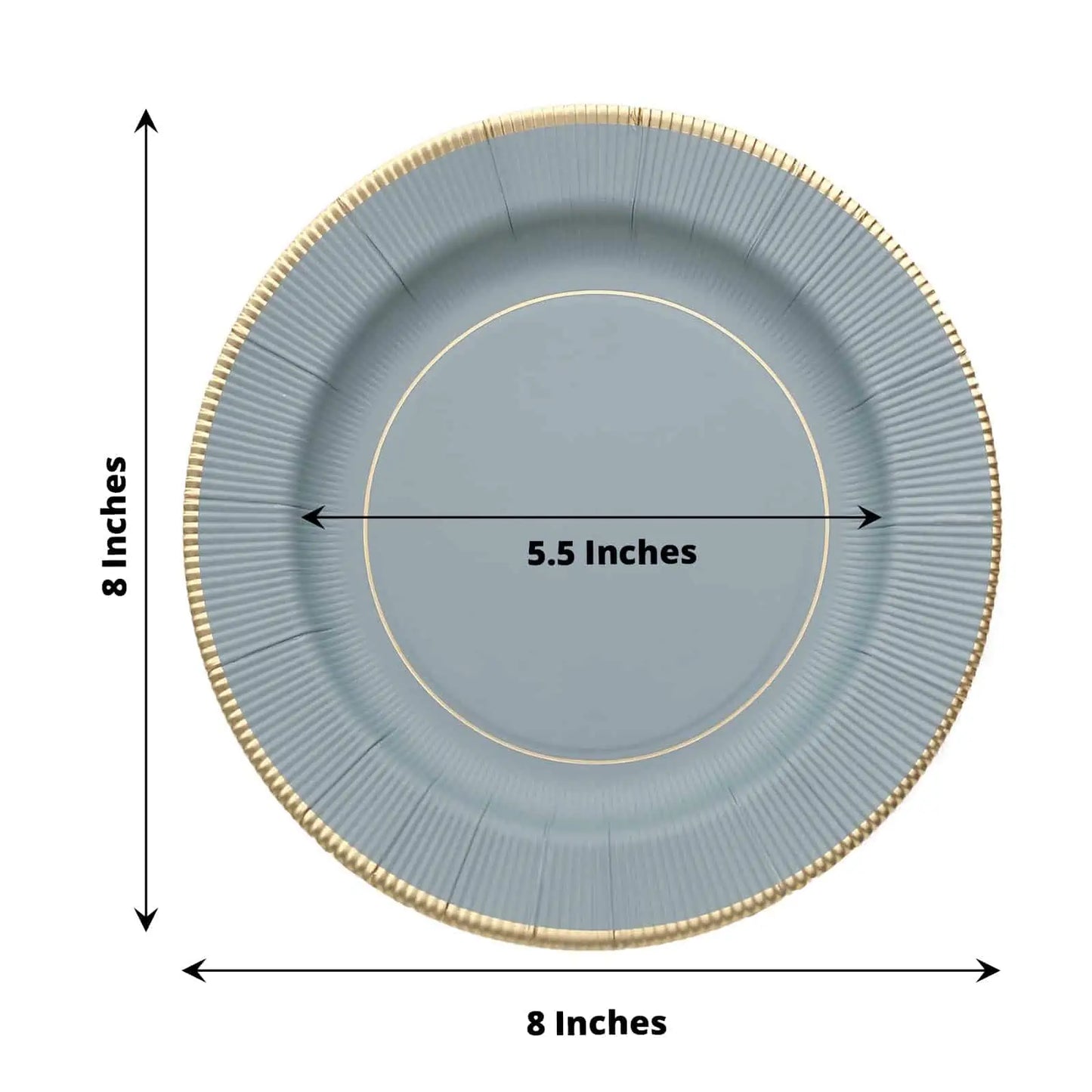 Dusty Blue Gold Rim Paper Dessert Plates