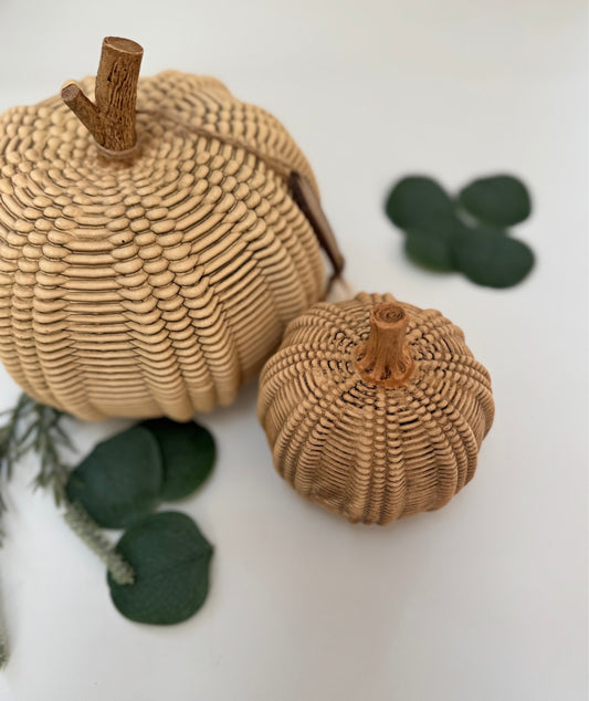 Large Resin Wicker Pumpkin