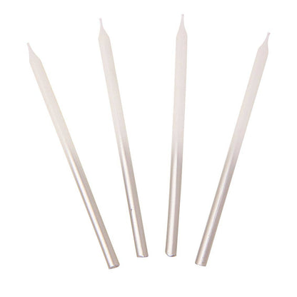 Silver Ombre Birthday Candles - White and Silver Tall Candles | 16 Pack