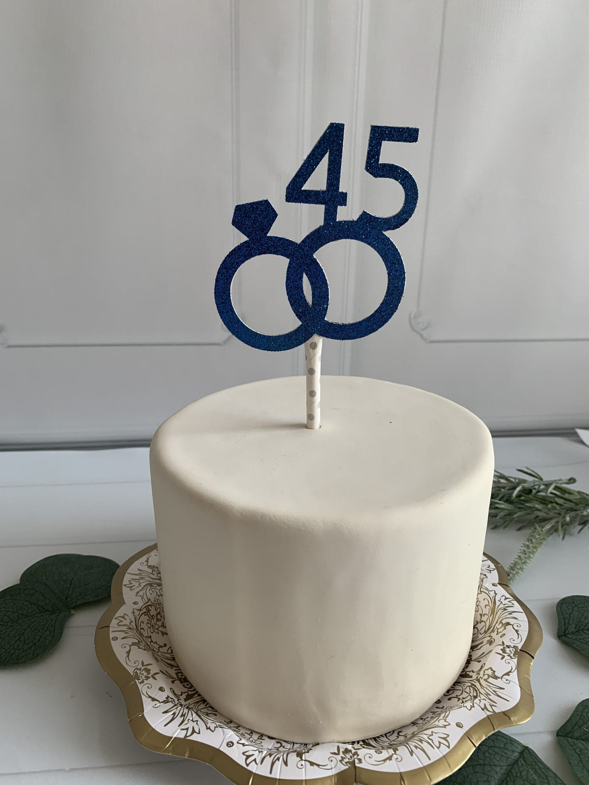45th Anniversary Blue Cake Topper | EnFete Party
