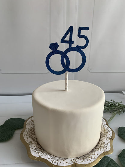 45th Anniversary Blue Cake Topper | EnFete Party