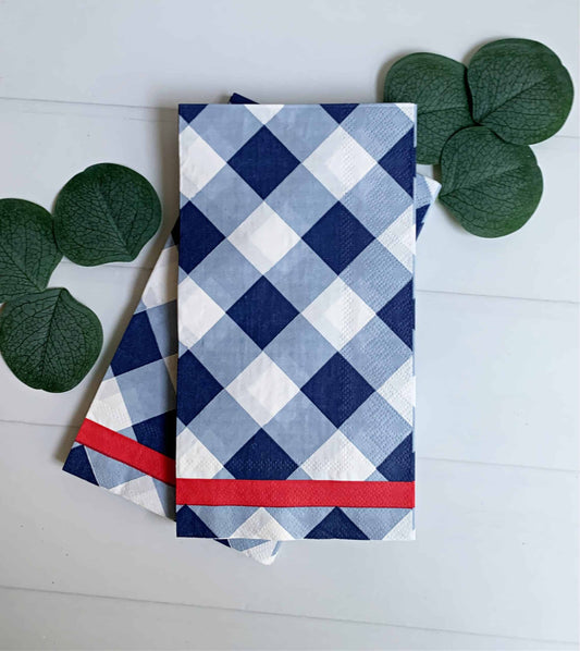 Navy Gingham Dinner Napkins
