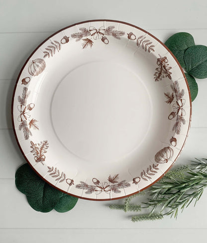 Thanksgiving Botanical Paper Charger Plates (Set of 8) - 11 inch