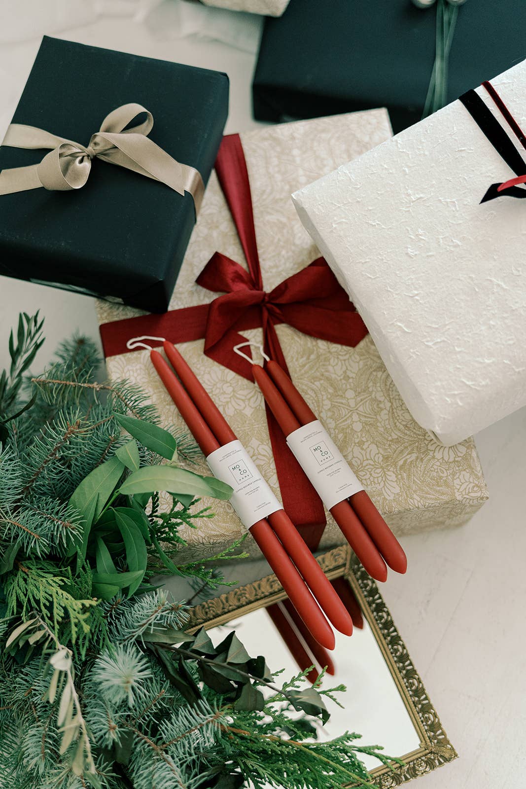 Berry Red Beeswax Taper Candles - 14 Inch Hand-Dipped Natural Candles (Pair)