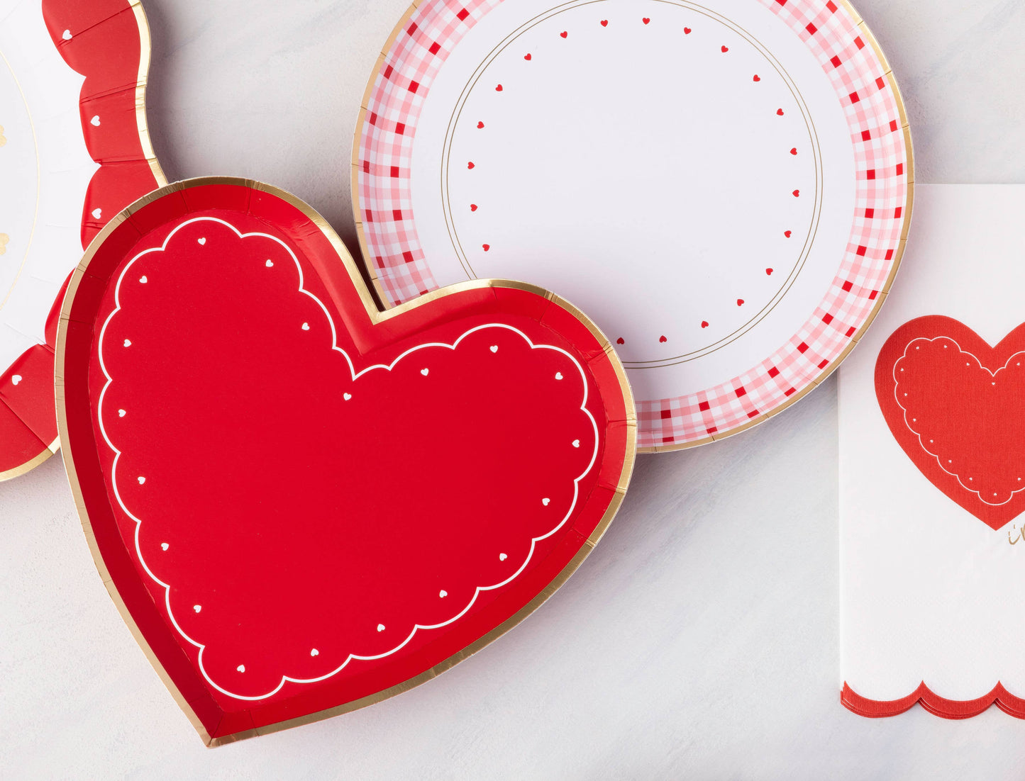 Red Heart Paper Plates - Valentine's Day Dessert Plates Set of 8