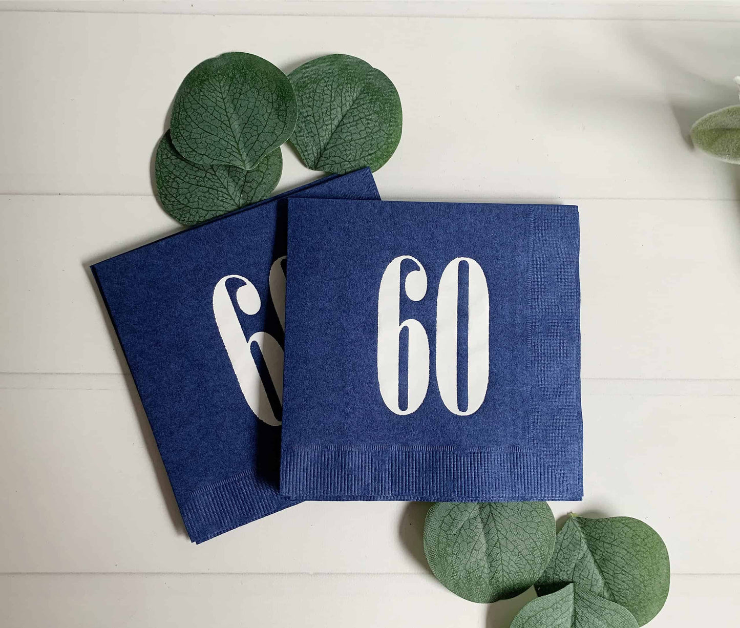 60th Birthday Napkins - Navy & White