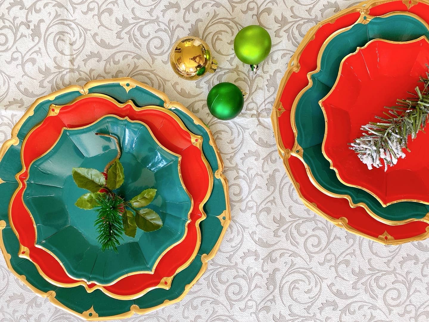 Red Scalloped Dessert Plates