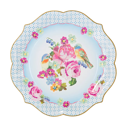 Tea Party Serving Platters - Floral Paper Trays for Alice in Wonderland & Baby Showers (4-Pack)