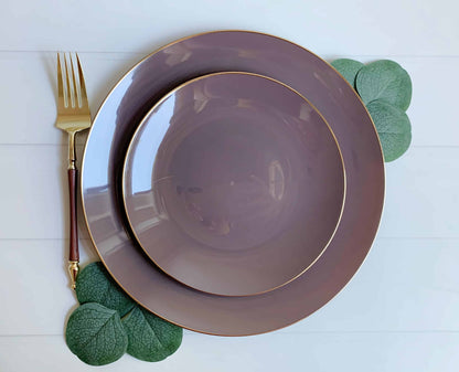 Truffle with Gold Edge Dinner Plates 10.25"