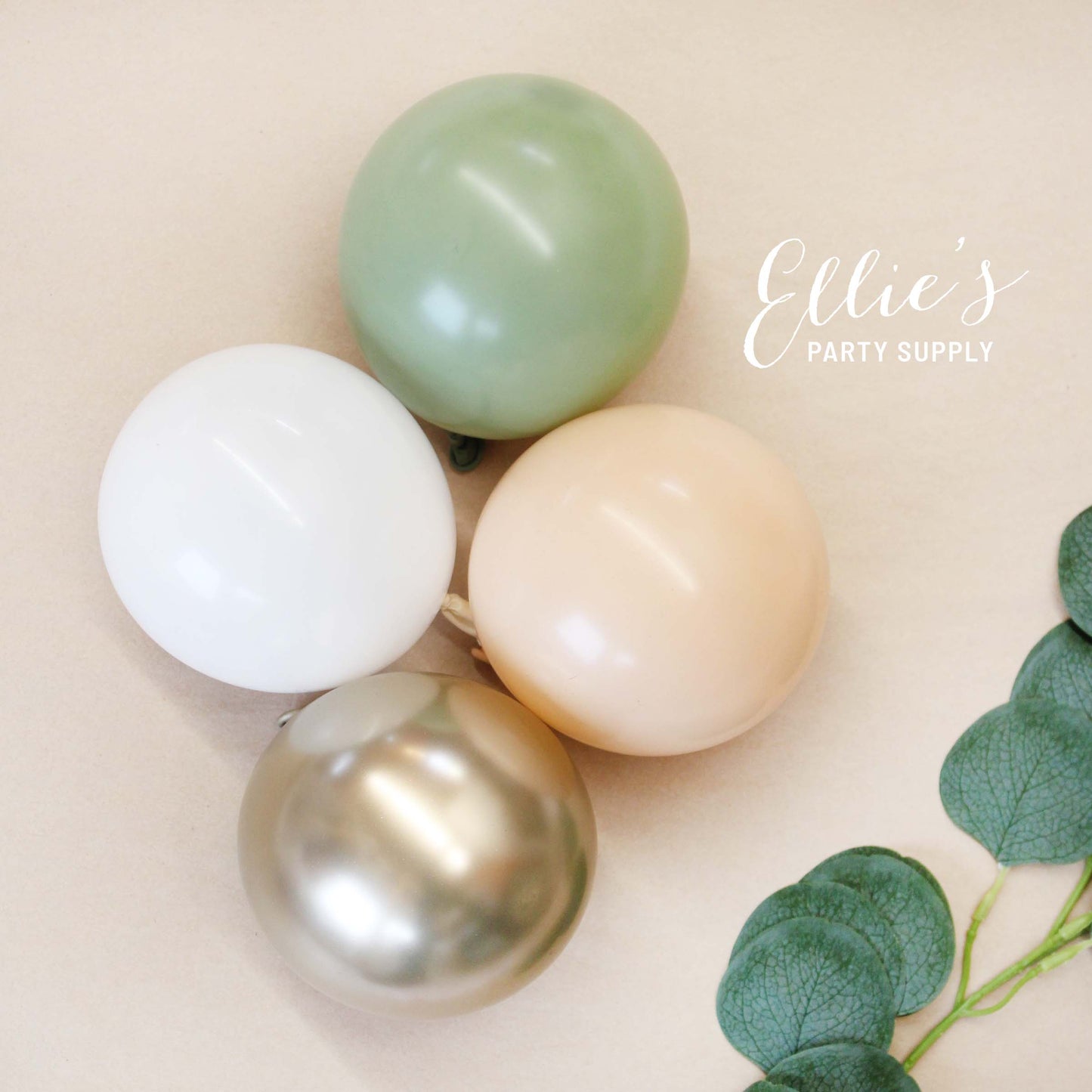 Sage, Gold & White Balloon Garland