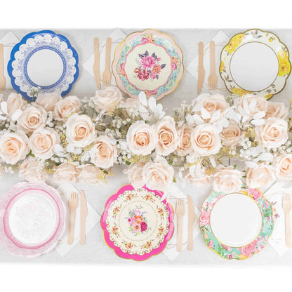 Tea Party Floral Paper Dinner Plates- 9"