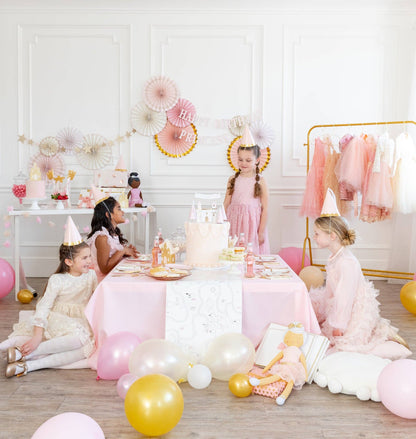 Princess Pink and Gold Party Photo Backdrop Fans