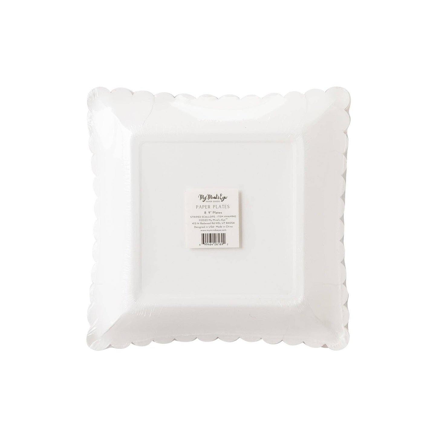 Blue Ticking Striped Scallop Plates