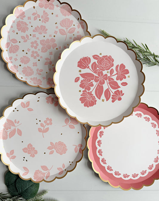 Petal Pink Floral Dessert Plates