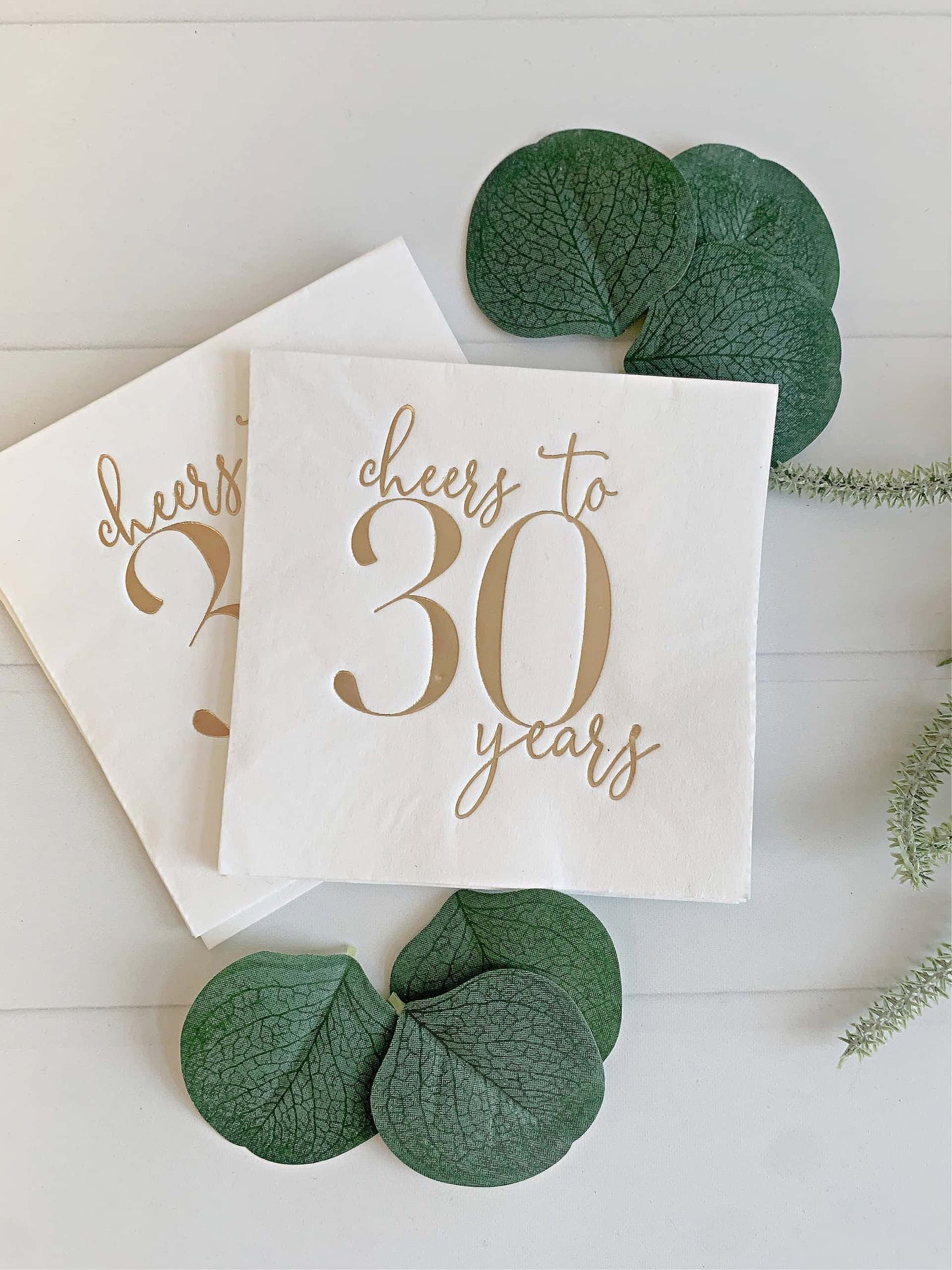 Raise a toast to 30 remarkable years with our "Cheers to 30 Years" Cocktail Napkins featuring stunning gold foil accents! These napkins are the perfect addition to your 30th birthday or anniversary celebration, adding a touch of elegance and style to commemorate this incredible milestone.