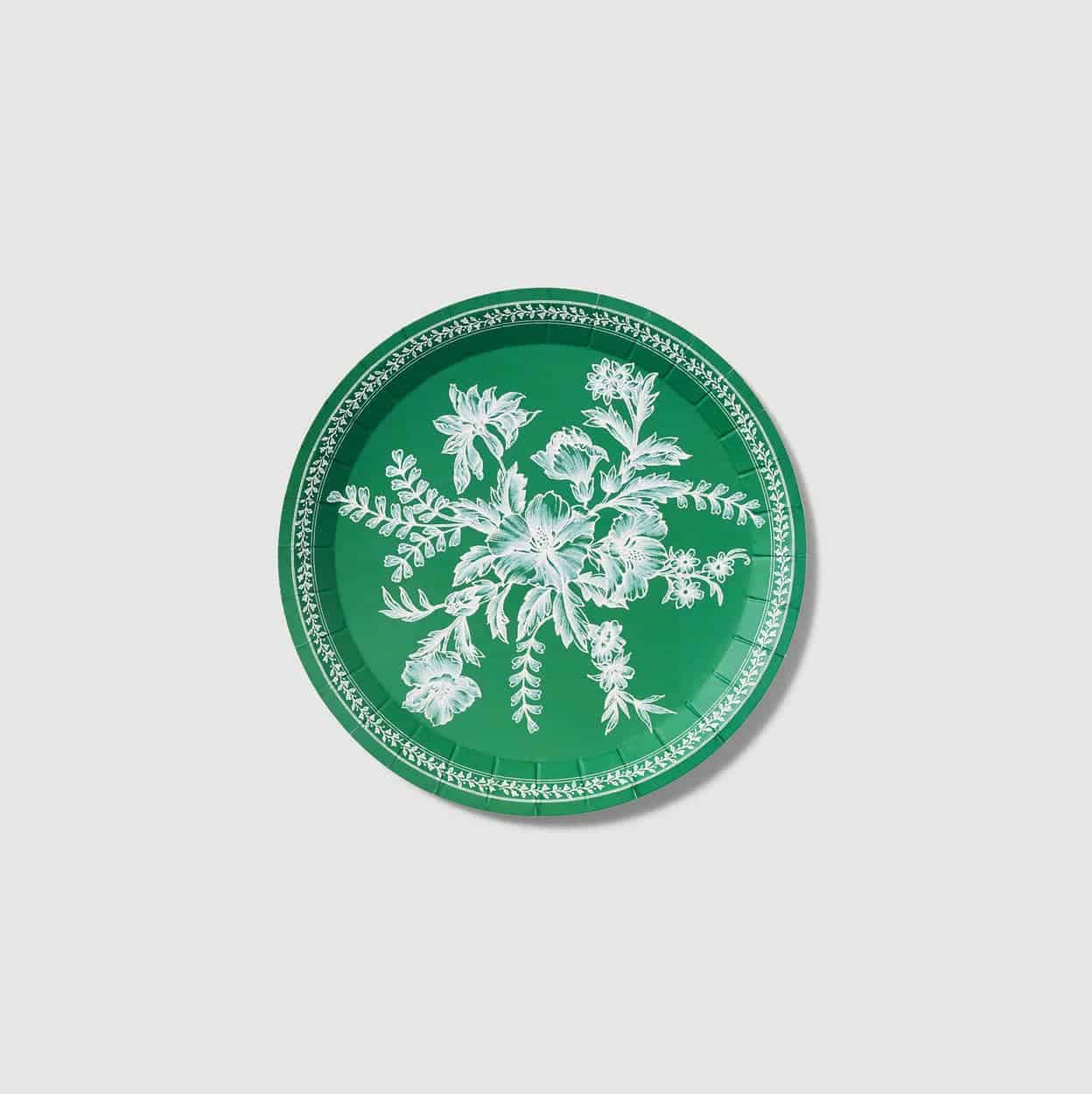 Emerald Toile Small Paper Plates - Dessert