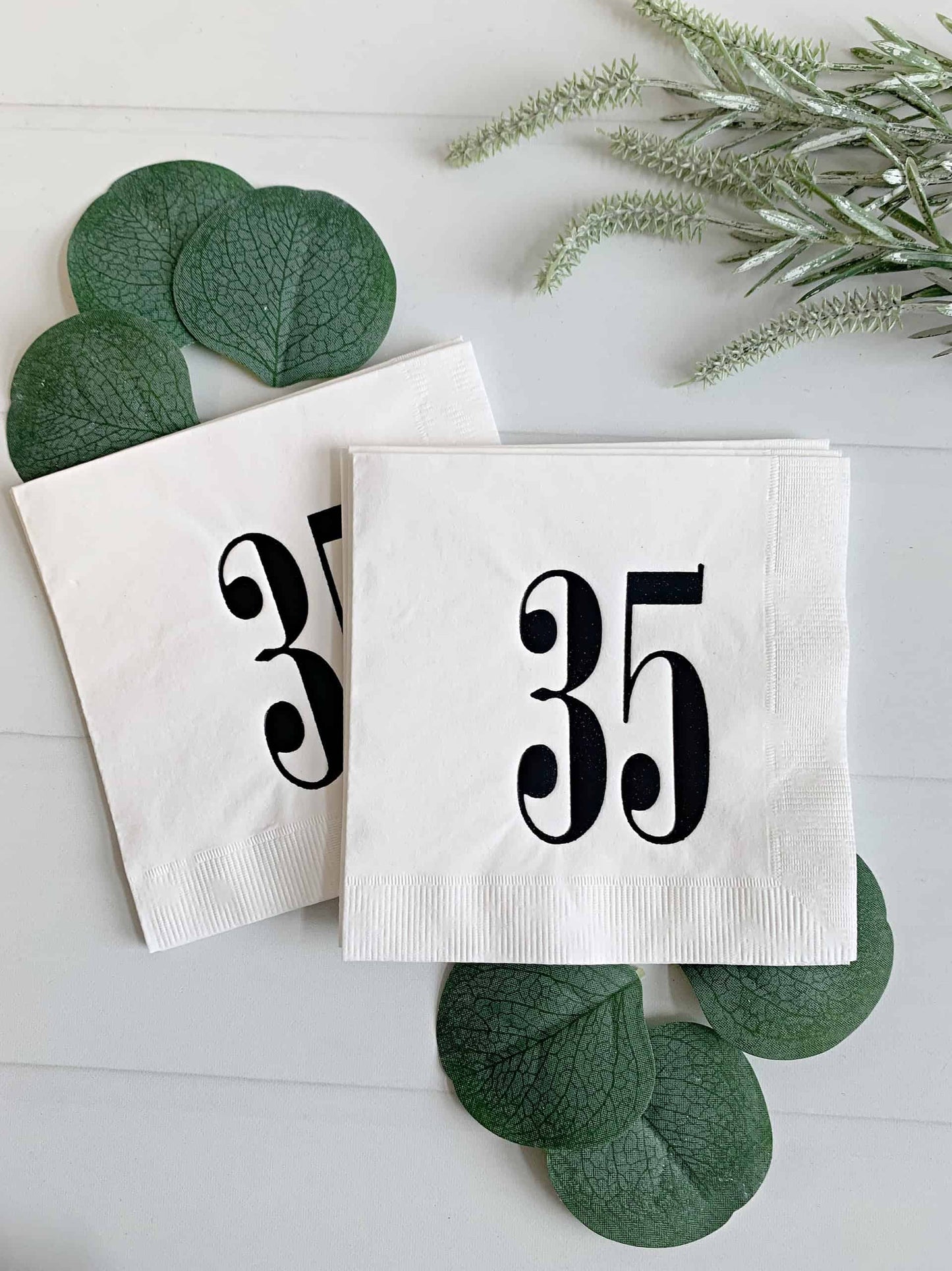 35th Birthday Napkins - White & Black