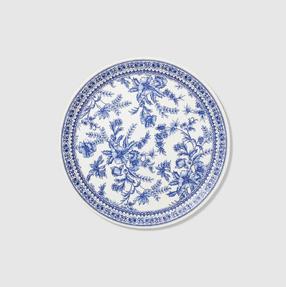 Blue Toile Dinner Plates - Bold Floral