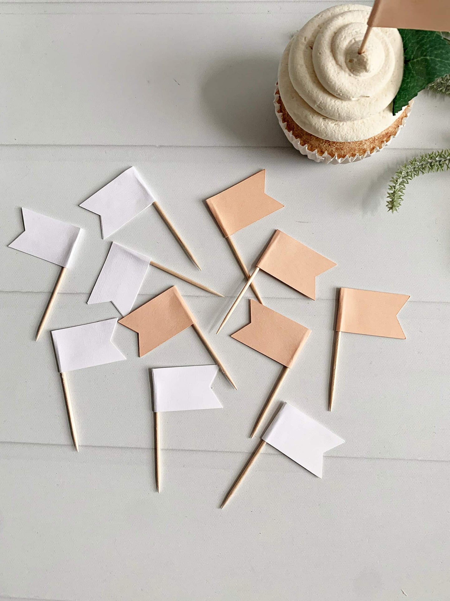 Peach and White Cupcake Toppers