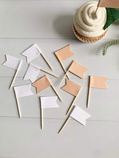 Peach and White Cupcake Toppers