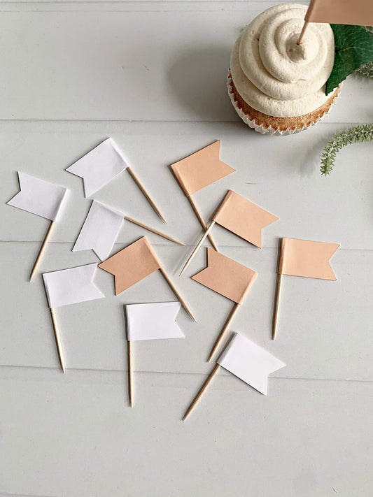 Peach and White Cupcake Toppers