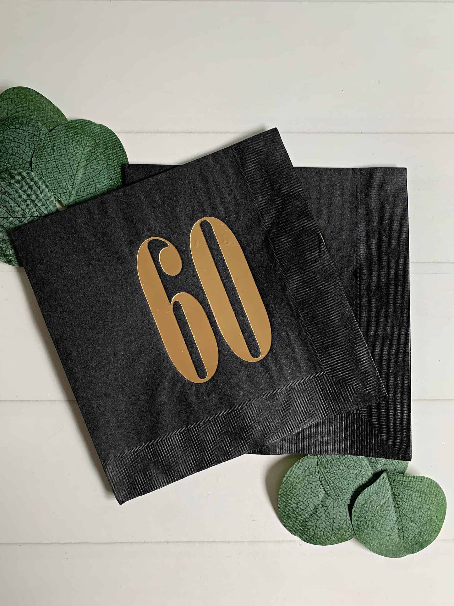 60th Birthday Luncheon Napkins - Gold & Black