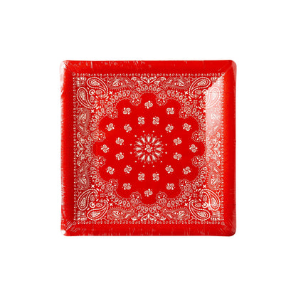 Red Bandana Paper Plate