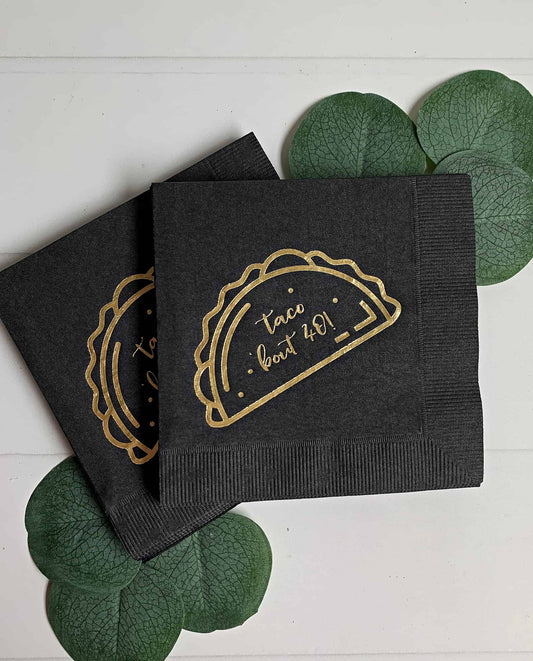 Taco 'Bout 40 Cocktail Napkins-Black