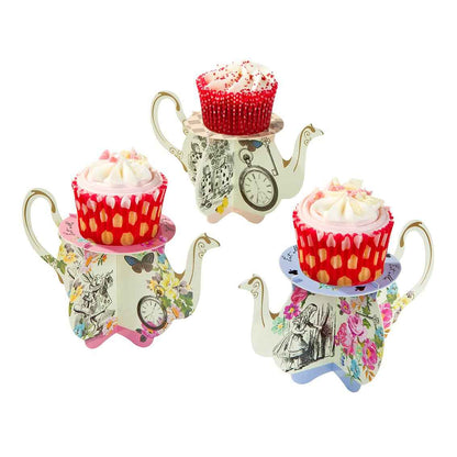 Tea Pot Mini Cupcake Stands - Alice in Wonderland Party Dessert Display (Set of 6)
