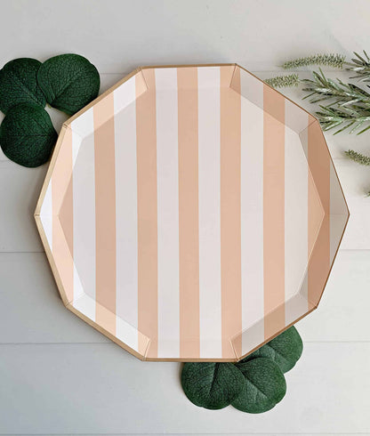 Sweet Peach Cabana Striped Paper Plates