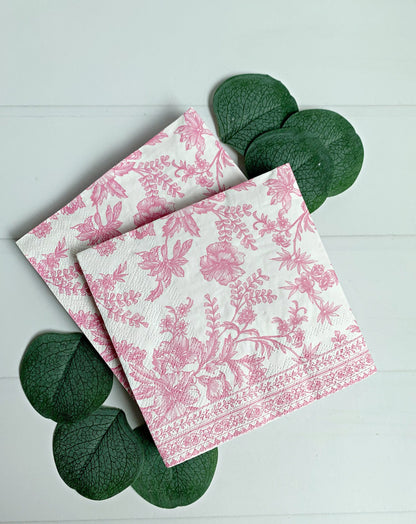 Pink Toile Cocktail Napkins