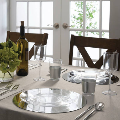 Round Clear with Silver Edge Dessert Plates