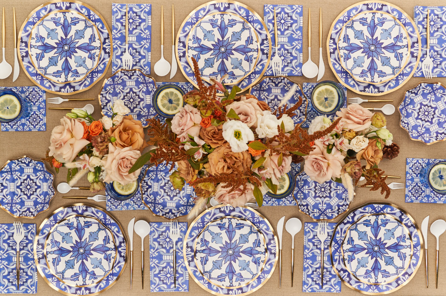 Moroccan Blue Paper Salad Plates