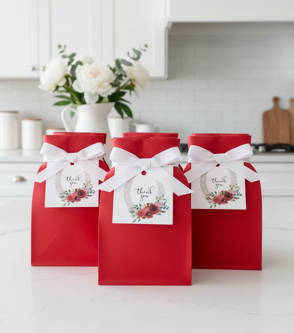 Kentucky Derby Thank You Tags Red Roses - Derby Party Favor Tags