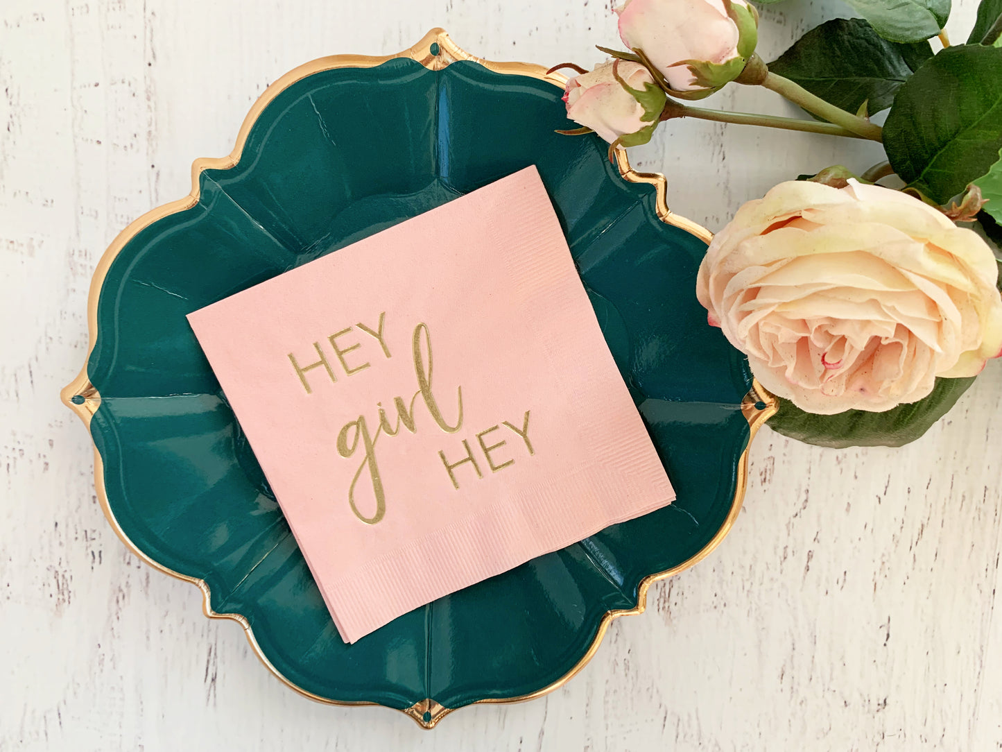 Emerald Teal Scalloped Lunch Plates