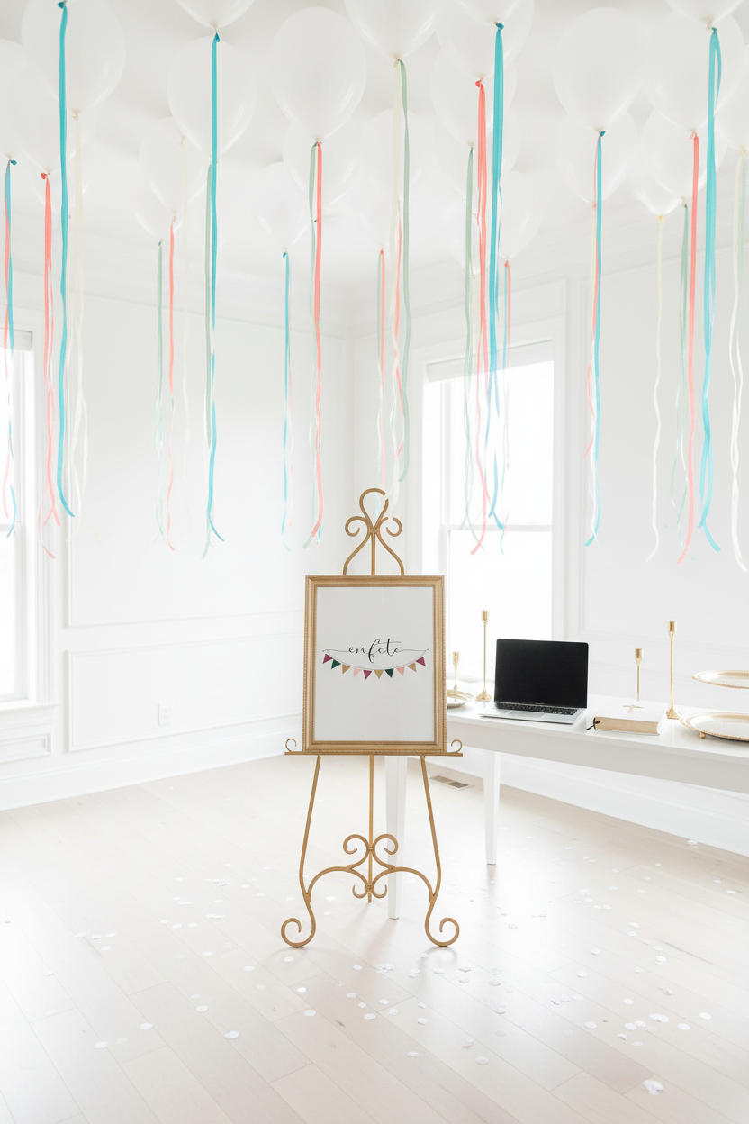 EnFete Bright White Display with Gold Accents