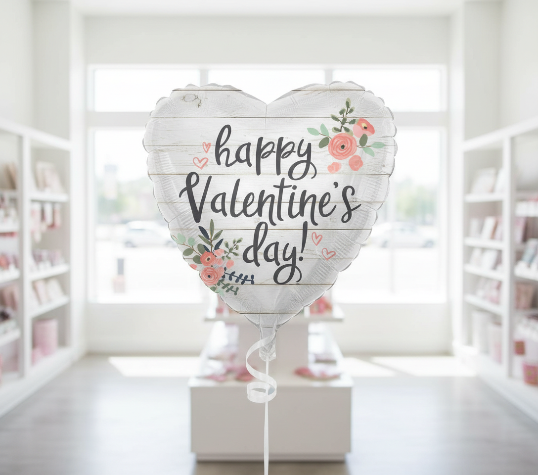 Exact Valentine's Day Heart Balloon with Windows Behind